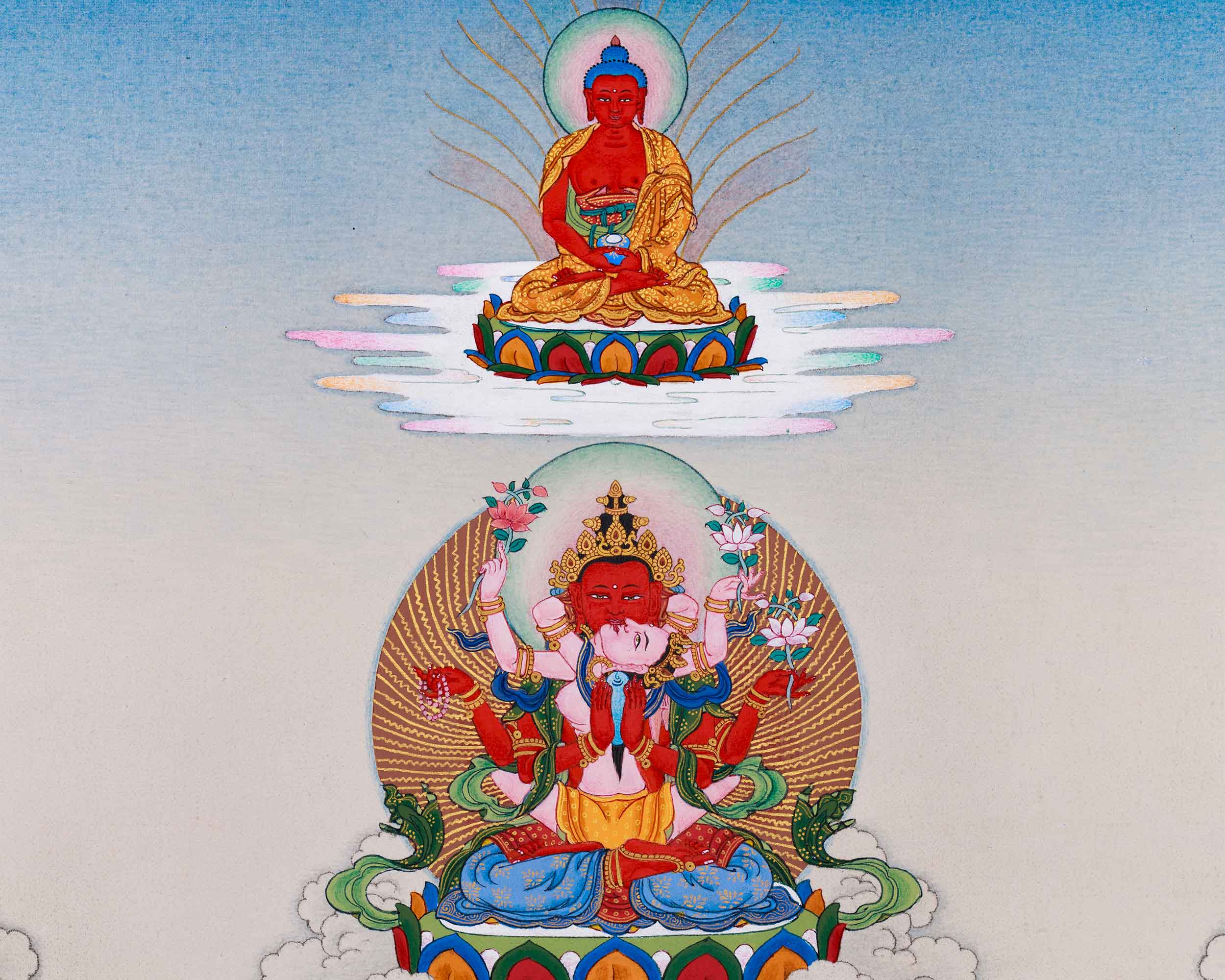 Tibetan Red Chenrezig Print | Gyalwa Gyatso | The Bodhisattva of Compassion