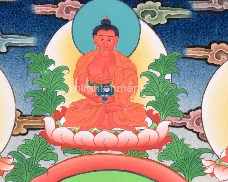 Tibetan Avalokiteshvara (Chenrezig) Art | Wisdom Bodhisattva | Dhyani Buddhas