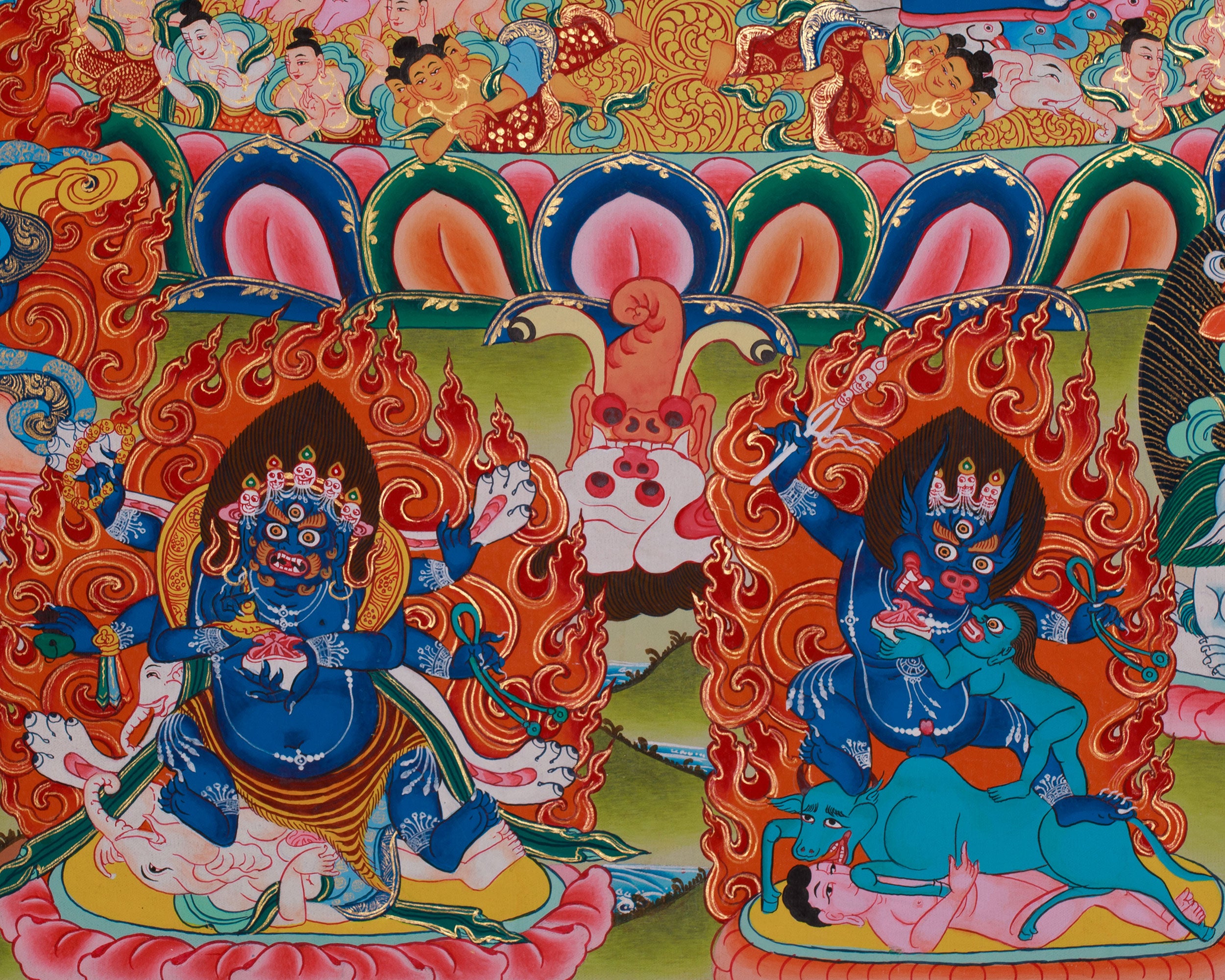 Wrathful Yidam Yamantaka Thangka | The Conqueror of Death | Traditional Tibetan Vajrayana Art