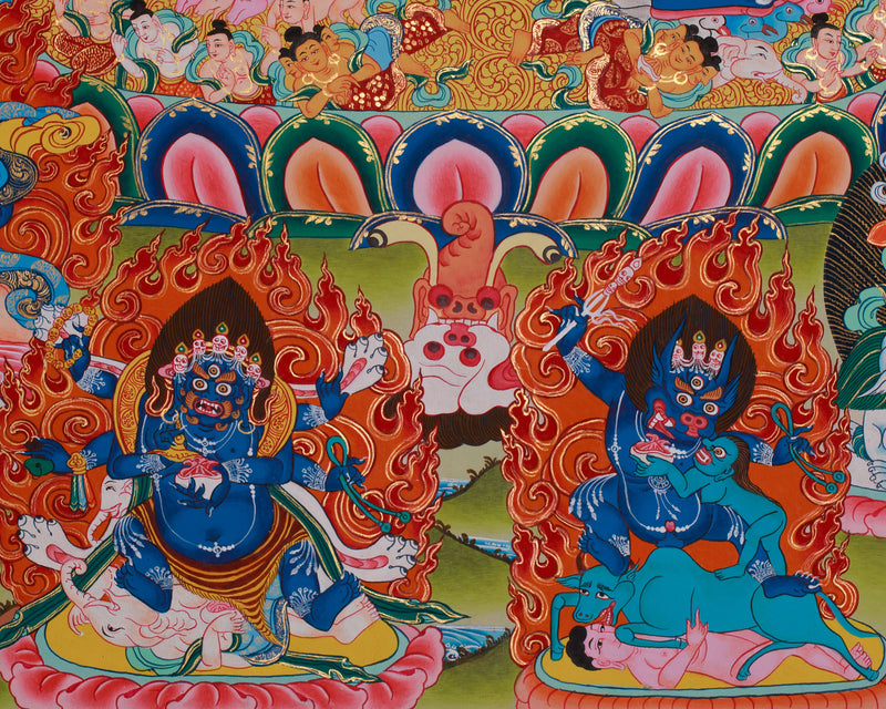 Wrathful Yidam Yamantaka Thangka | The Conqueror of Death | Traditional Tibetan Vajrayana Art