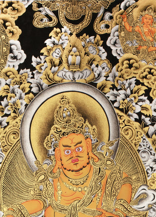 Rare Five Dzambhalas Thangka Masterpiece | Pure Silver & Gold Splendor
