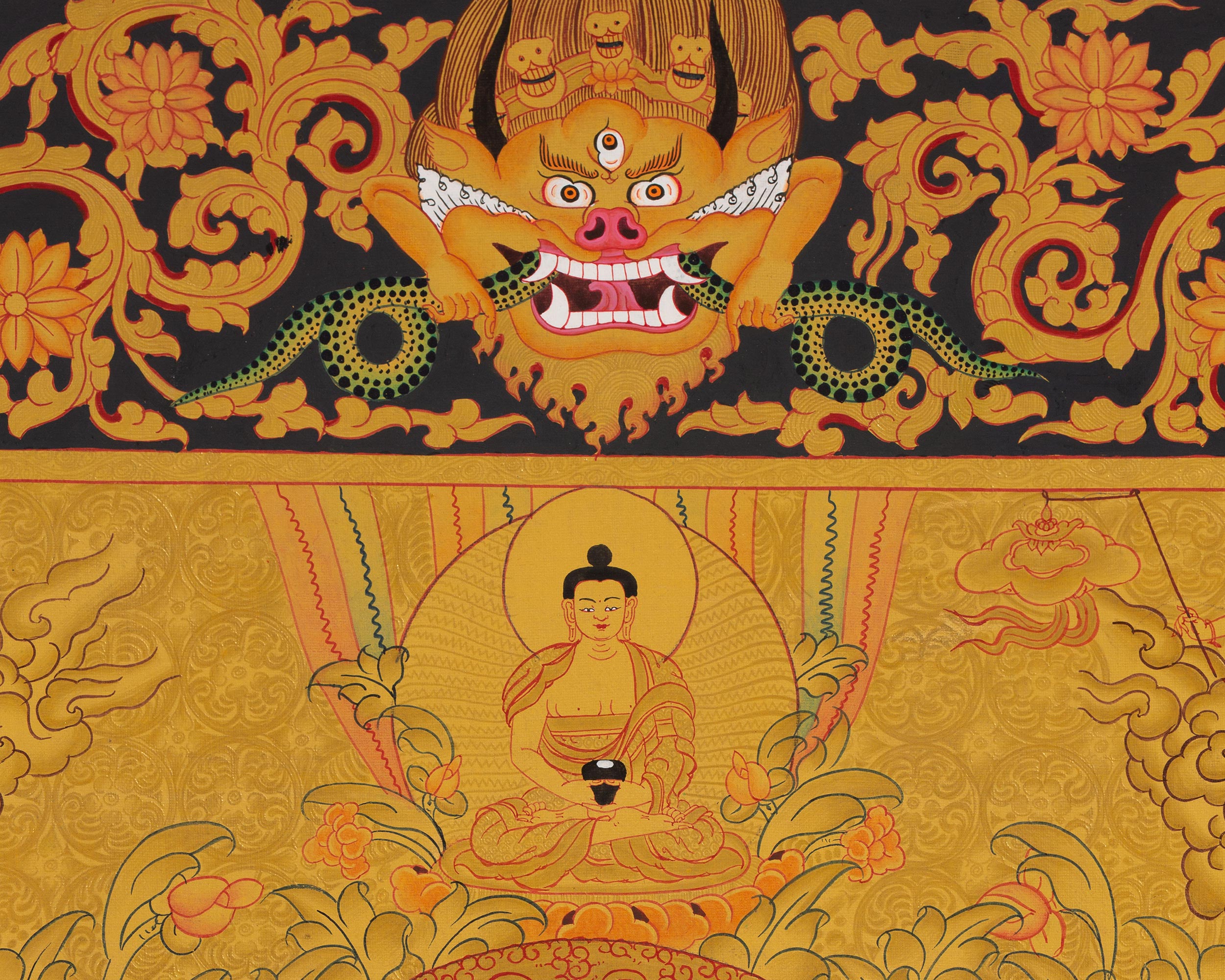 Full 24K Gold Green Tara Thangka Wall Decoration Art | Shyamatara Deity
