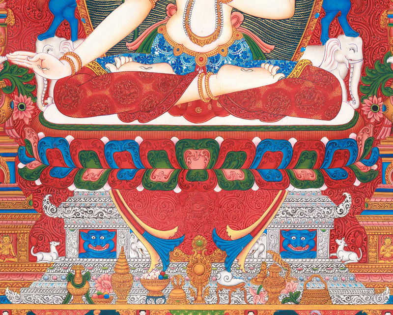 White Tara Figurine in Giclee Print | Goddess Mother Tara | Spiritual Vajrayana Print Decor