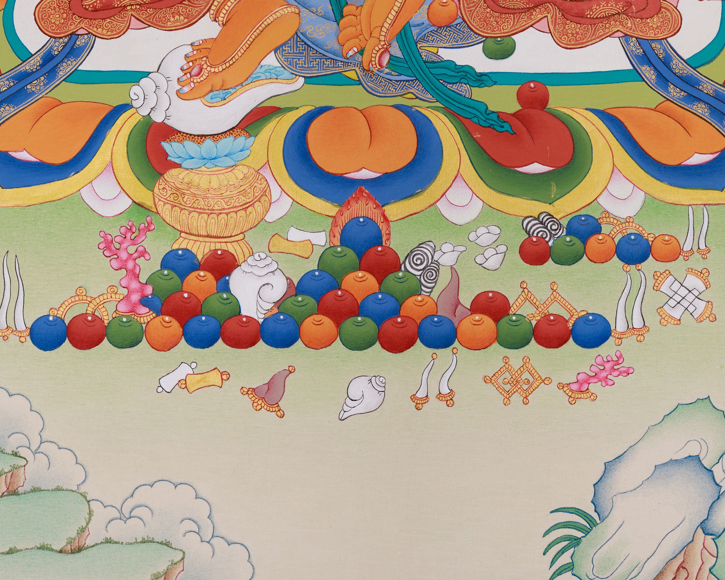Traditional Thangka of Yellow Dzambhala | Tibetan Buddha Art for Prosperity