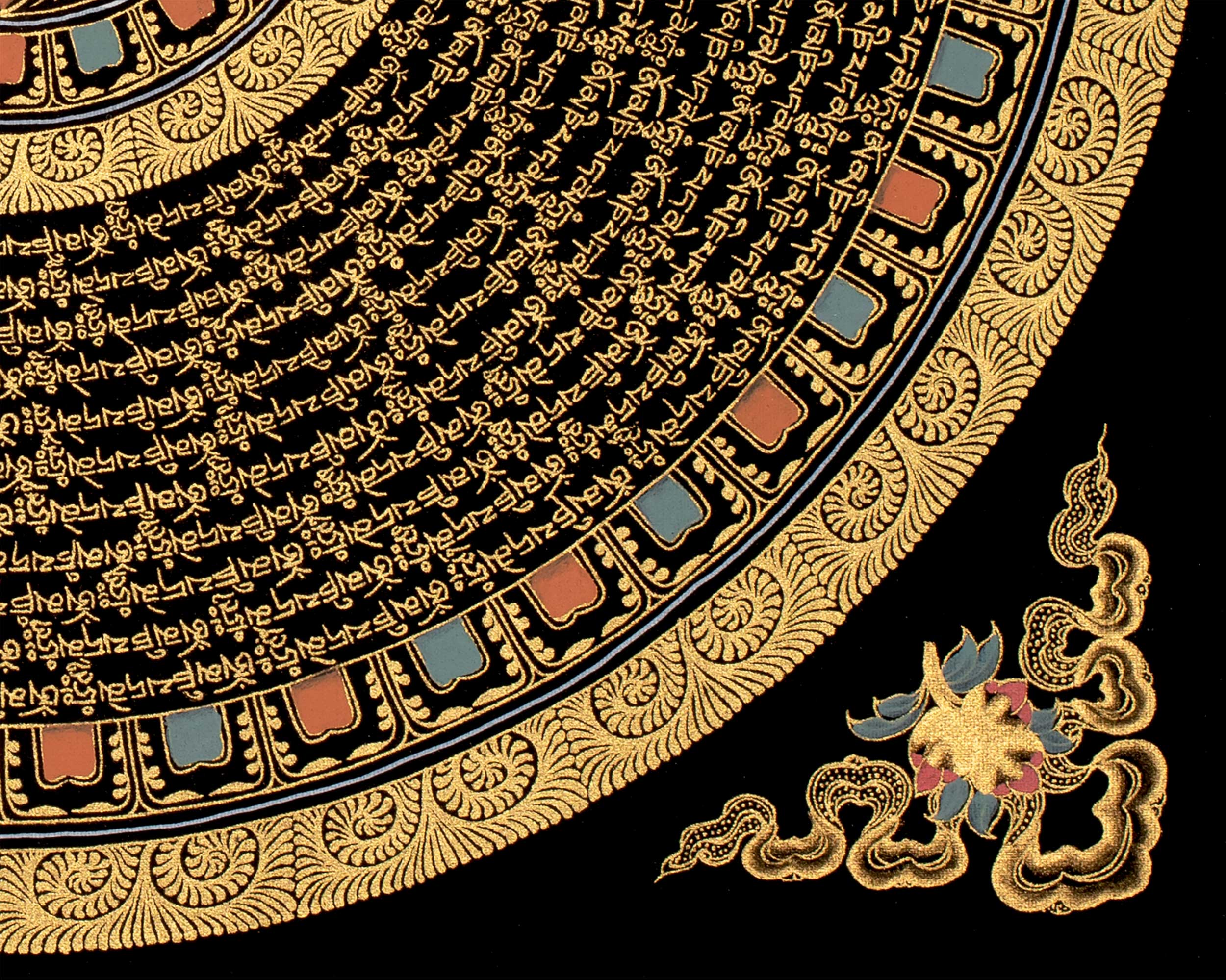 Mantra Mandala Thangka | Original Hand Painted Om Mani Padme Hum Thangka Art