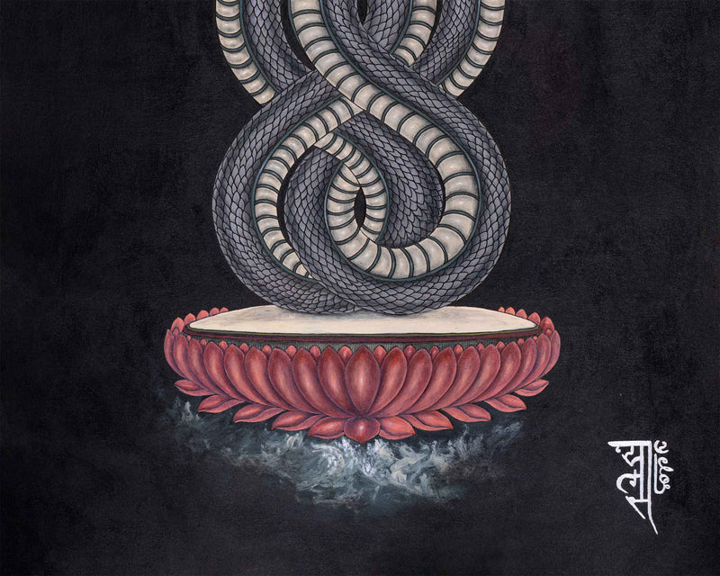 Naga Raja and Naga Rani Thangka Print | Hindu Deity Canvas Print | Traditional Wall Decor