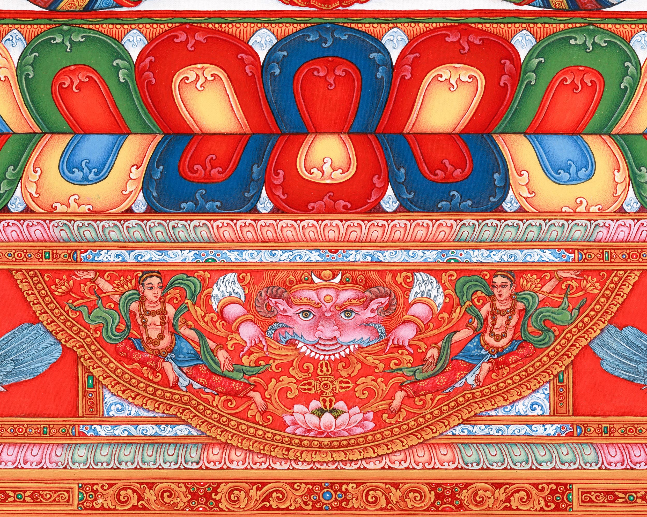 Amoghasiddhi Buddha Thangka Print | Buddha Giclee Canvas | Traditional Paubha Artwork