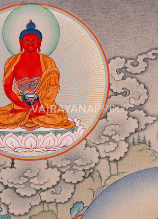 Four-Armed Avalokiteshvara Thangka Artwork Print | Traditional Bodhisattva Chenrezig on Cotton Canvas