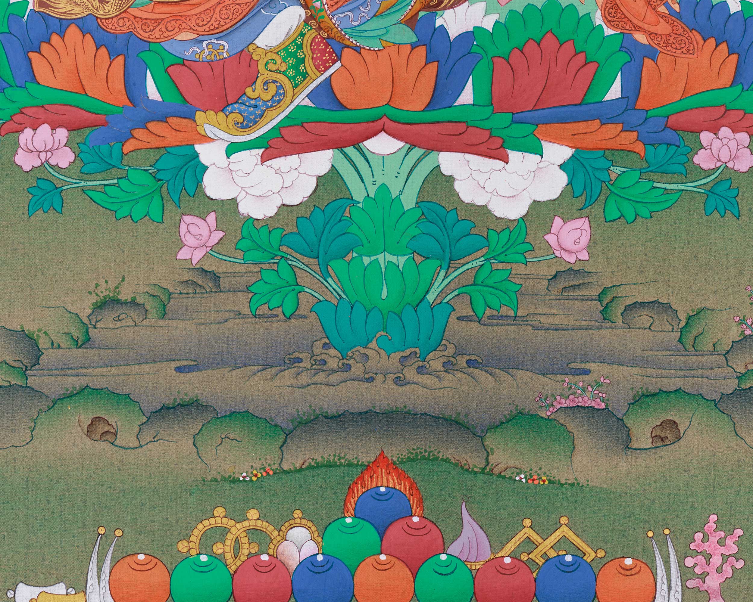24 Inches Guru Rinpoche Thangka | Tibetan Art of Spiritual Mastery and Protection