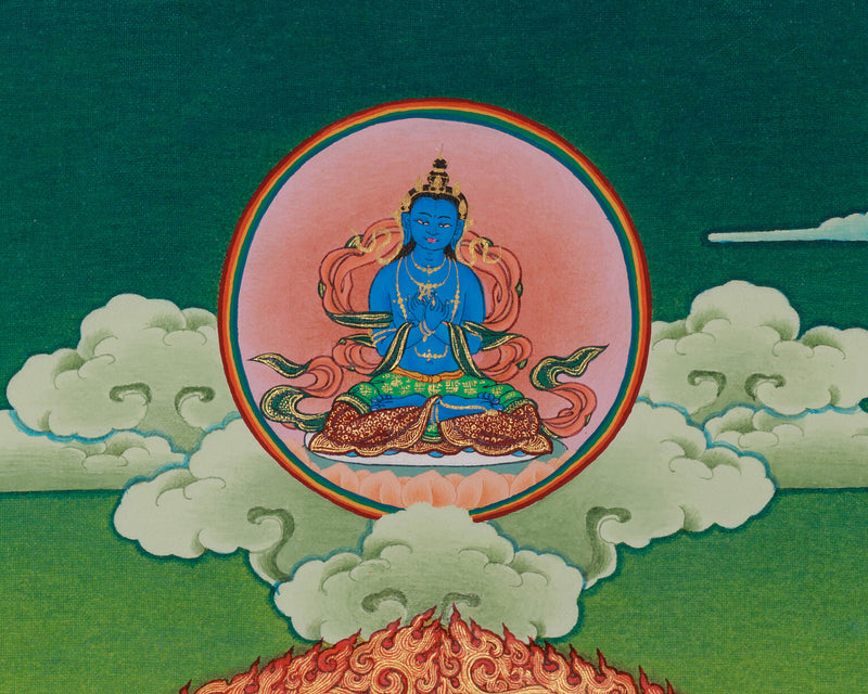 Yidam Hevajra Yab-Yum Thangka | Vajradhara & Mahakalas