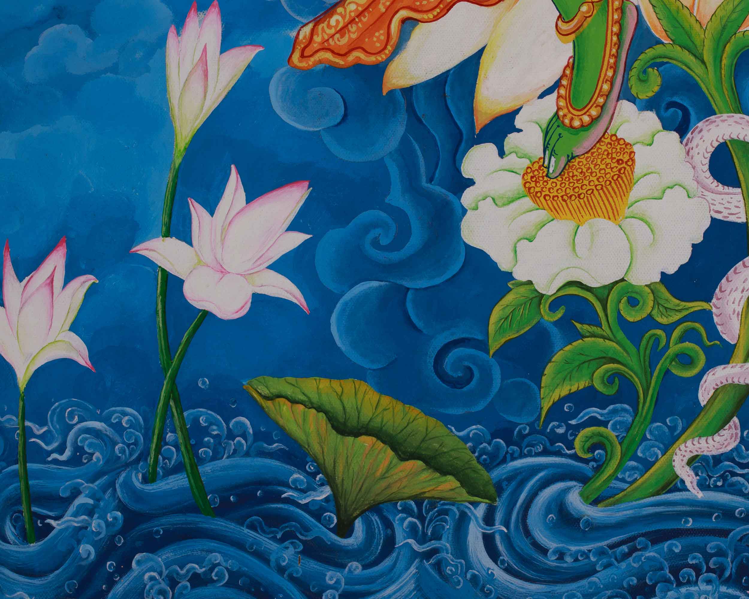 Tibetan Goddess Green Tara Artwork | Bodhisattva of Compassion and Swift Blessings