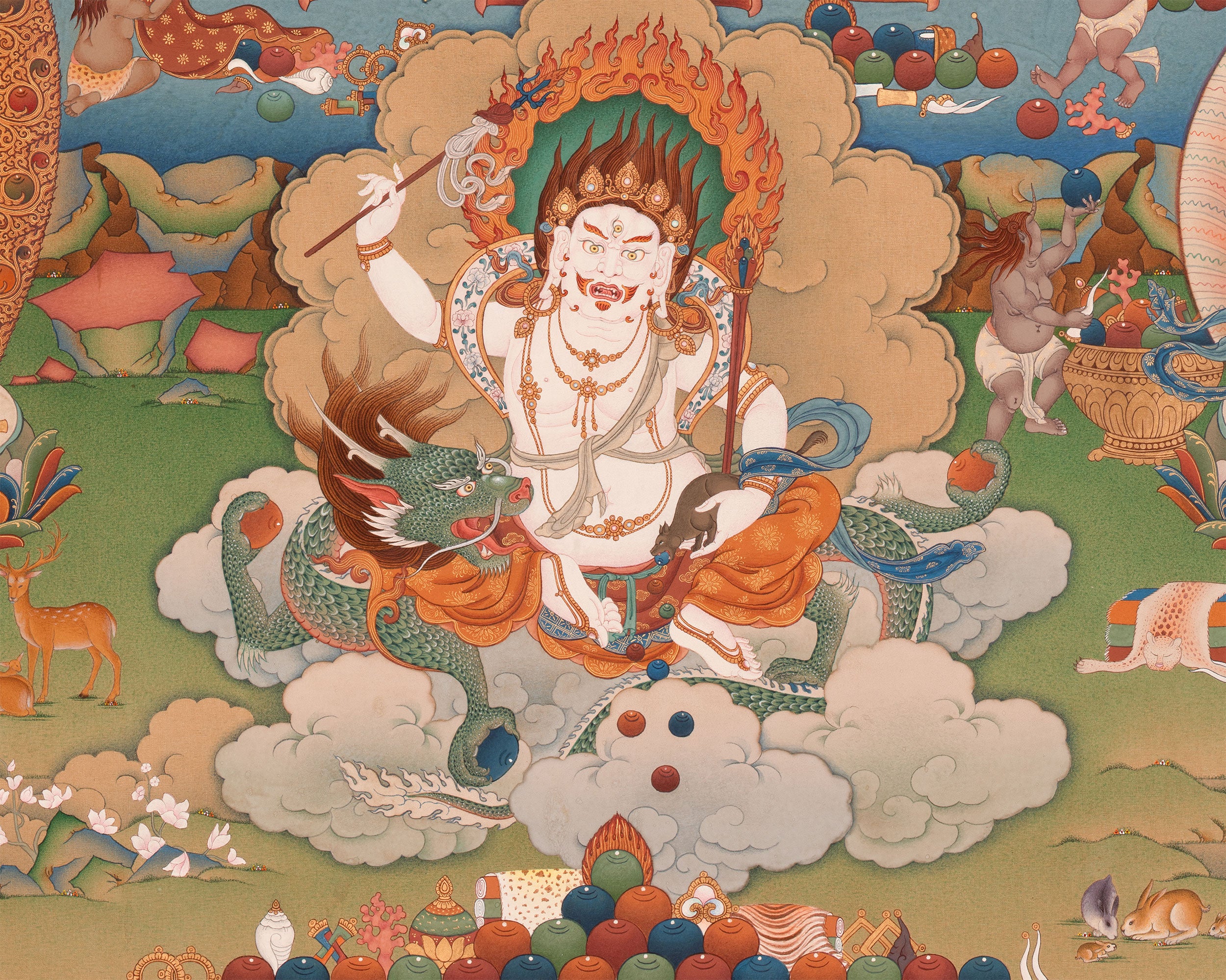 Dzambhala | The Buddha of Wealth Thangka Print | High Quality Giclee