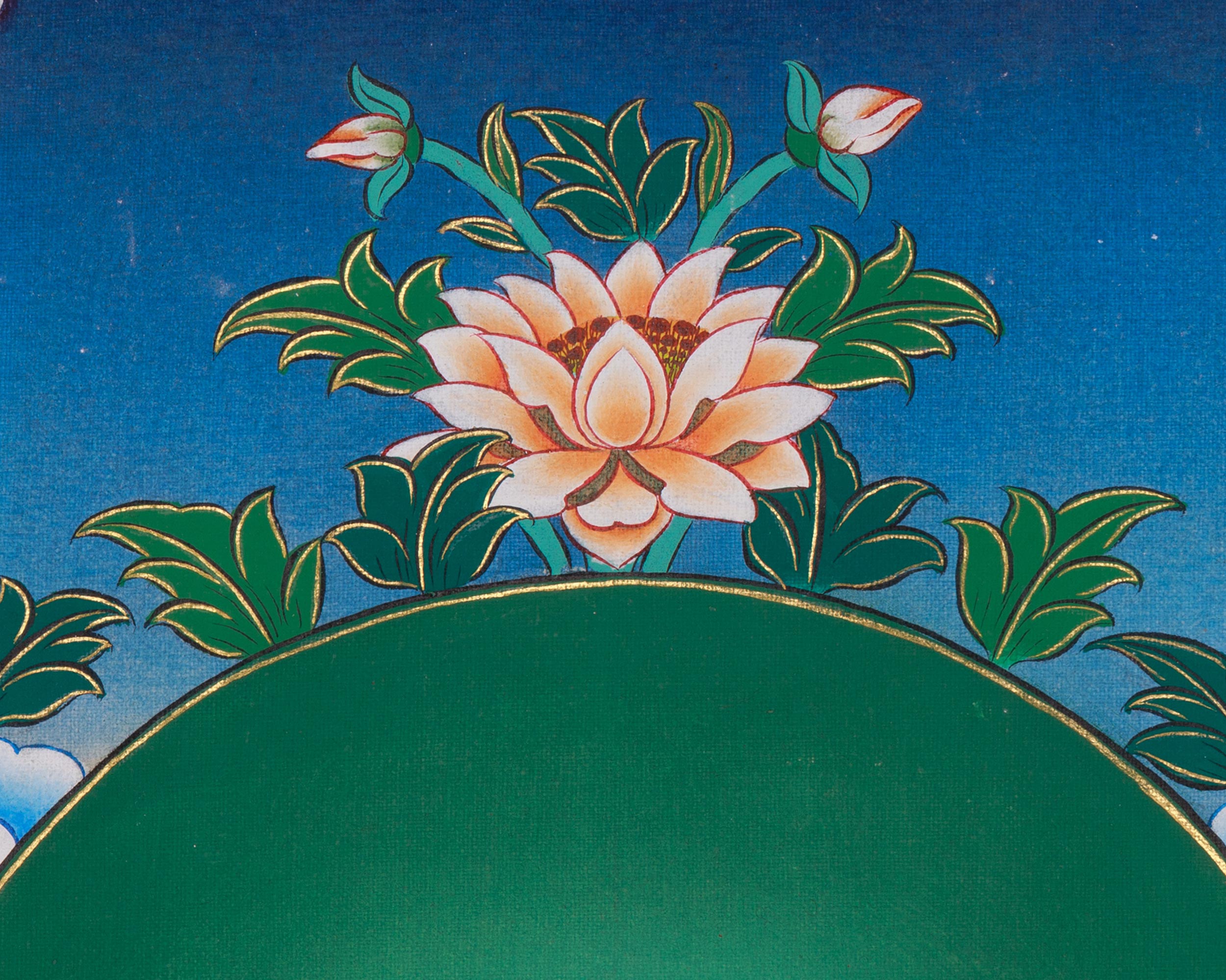 Infinite Light Amitabha Buddha With Bodhisattva Thangka | Pure Land Buddha