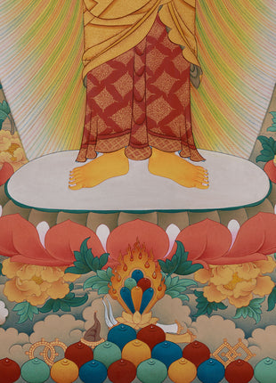 Enlightened Standing Buddha Shakyamuni Thangka Print | Giclee Cotton Canvas