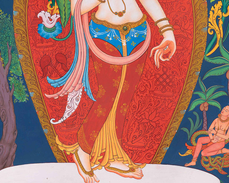 Traditional White Tara Thangka Print | Prints on Canvas | Nepalese Print