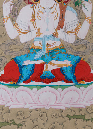 Avalokitesvara | Compassion Bodhisattva Thangka | 24K Gold