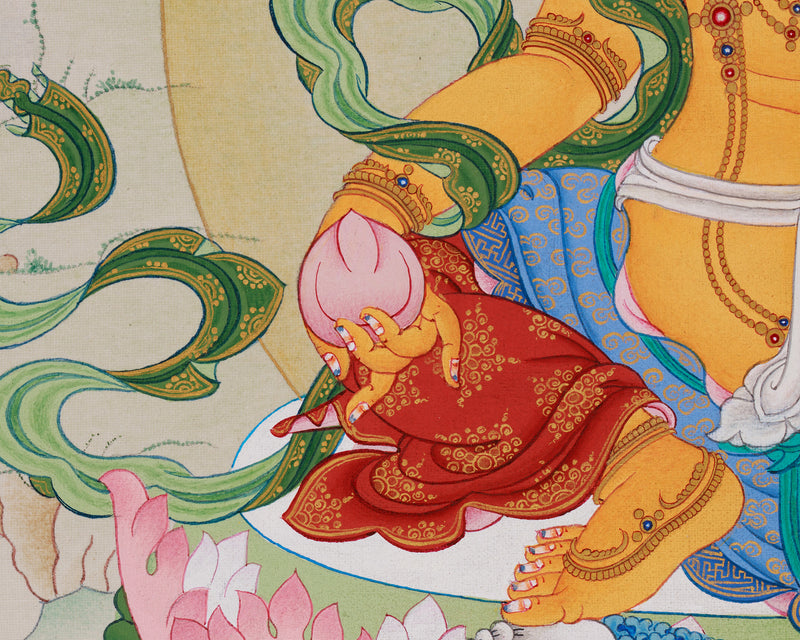 Tibetan Wealth Deity Thangka | Hand-Painted Art for Prosperity and Abundance