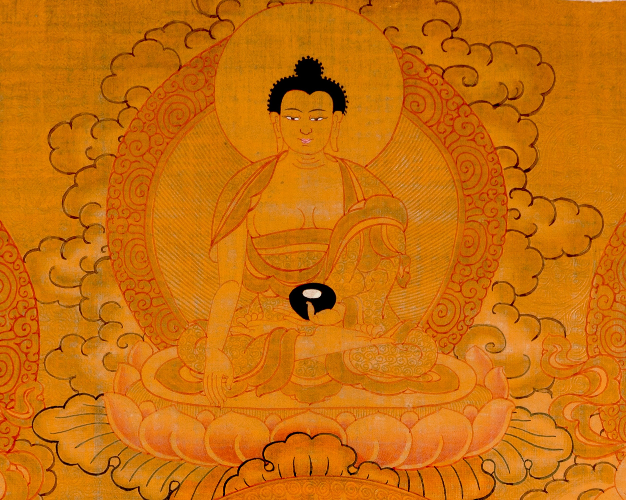Gold Manjushri Thangka | Tibetan Buddhist Wall Decor Art