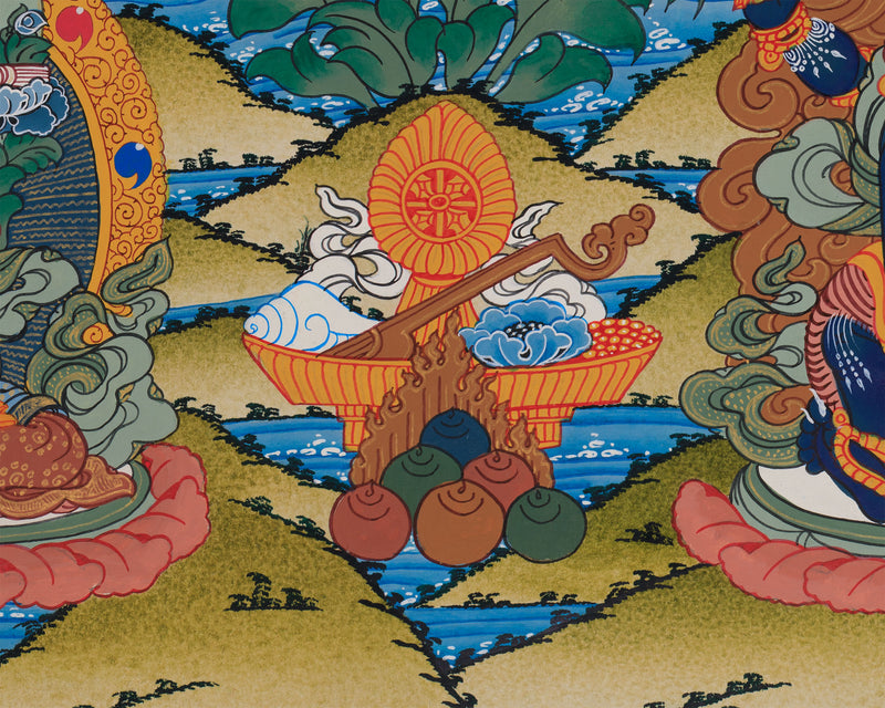 Avalokiteshvara Thangka with Buddhas and Bodhisattvas | Hand-Painted Himalayan Art