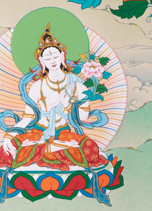 Amitayus with White Tara and Namgyalma Thangka
