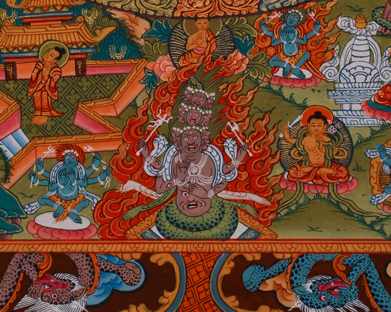 Hand-Painted Chenrezig Avalokiteshvara Mandala | Symbol of Compassion and Peace