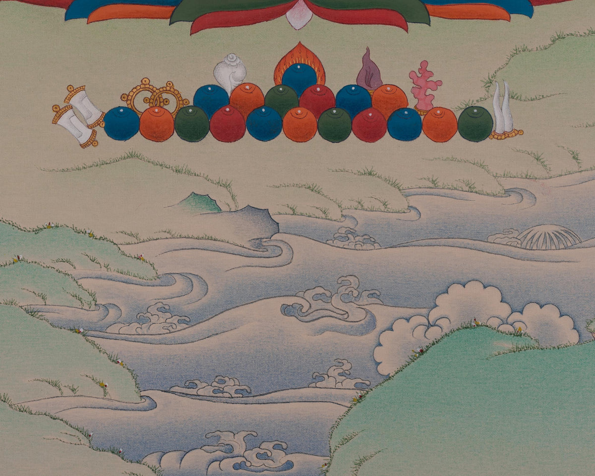 Tibetan Bhaisajyaguru Thangka | Medicine Buddha | Healing Deity