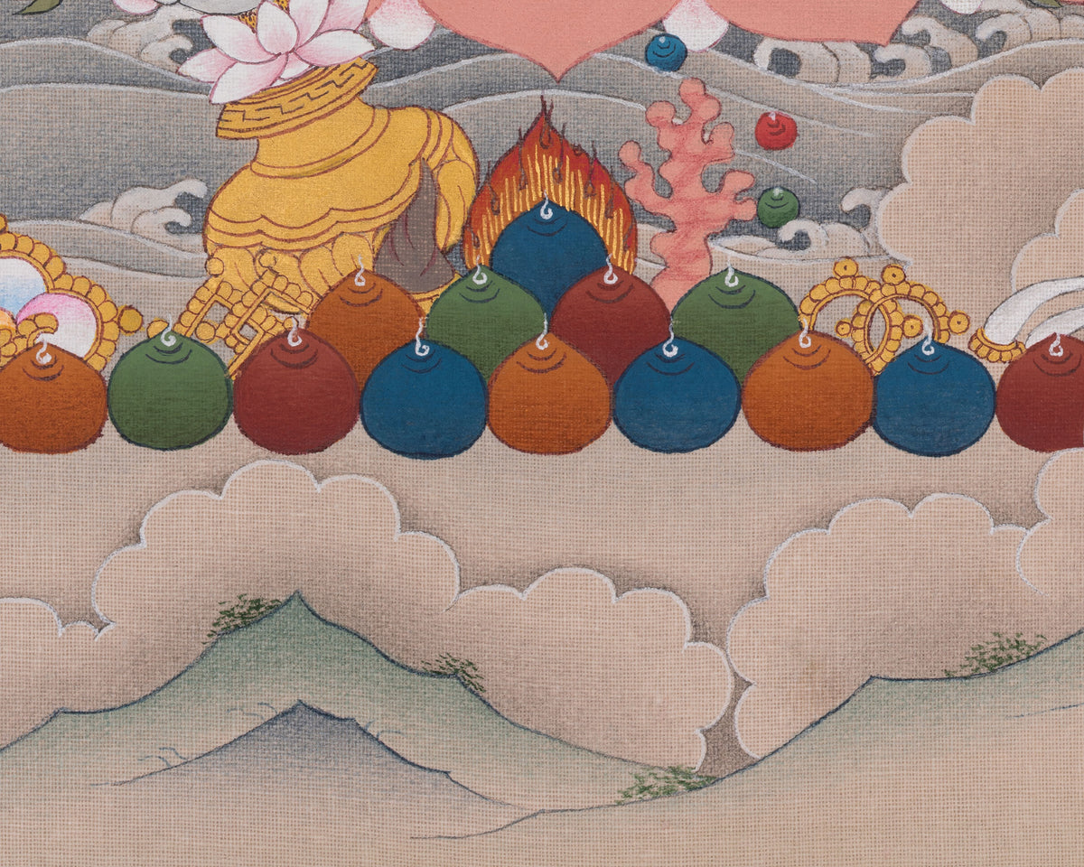 Hand-Painted Dzambhala Thangka | Buddhist Deity Of Wealth