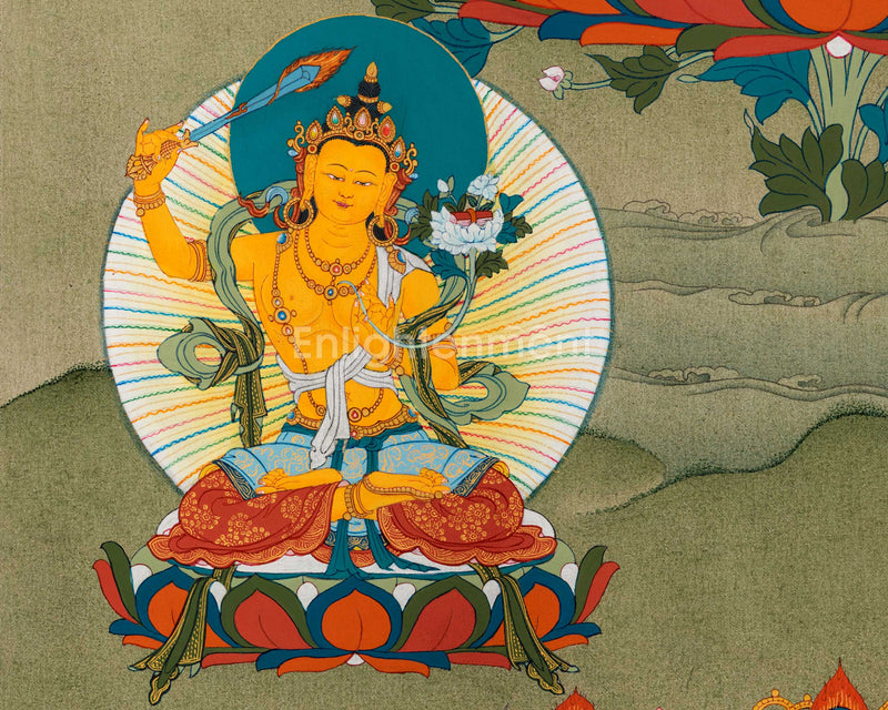 Chenrezig, Manjushri and Vajrapani, Trio Bodhisattva Thangka