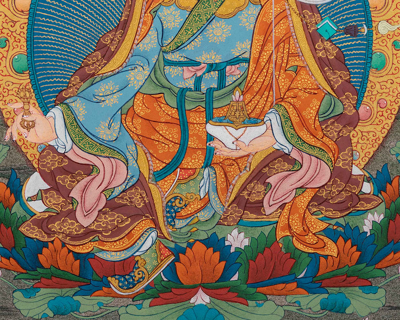 Traditional Guru Rinpoche Thangka | Lotus Born Master Art | Master of Transformation