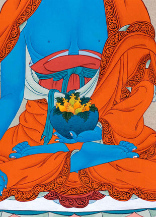 The Blue Buddha, God of Medicine Thangka | Medicine Buddha | Tibetan Helaing Deity