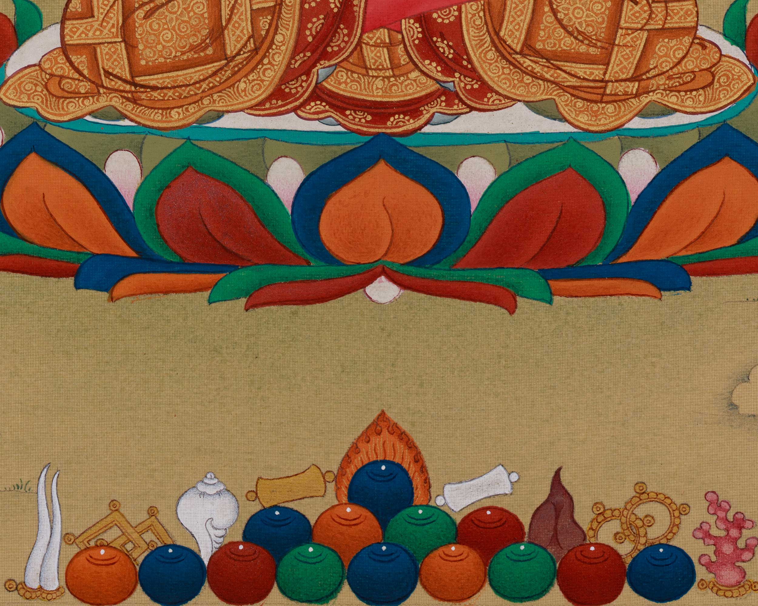 Dhyani Buddha Amitabha with Amitayus | A Sacred Thangka of Infinite Compassion and Longevity