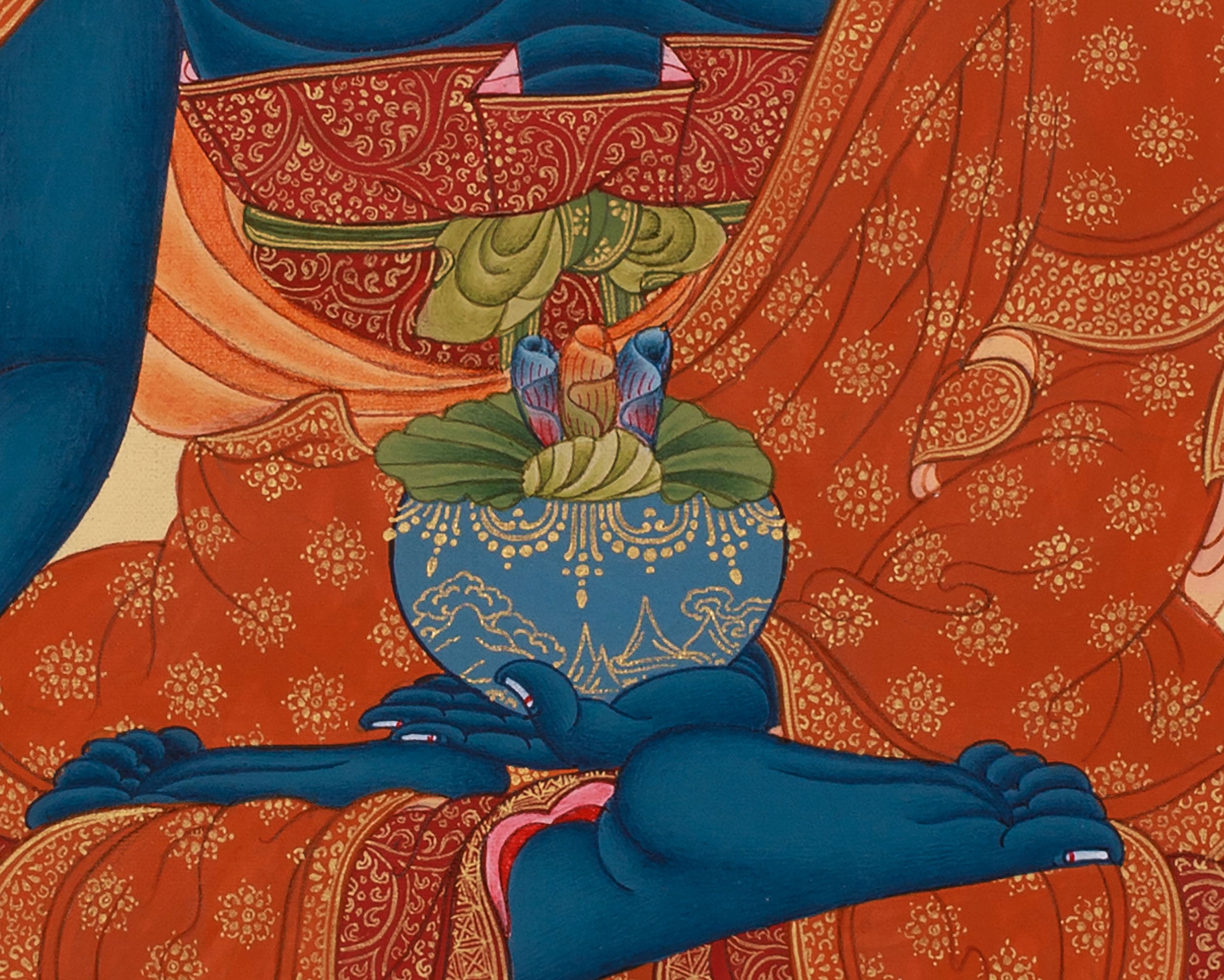 Blue Healing Buddha Thangka | Medicine Buddha Bhaisajyaguru