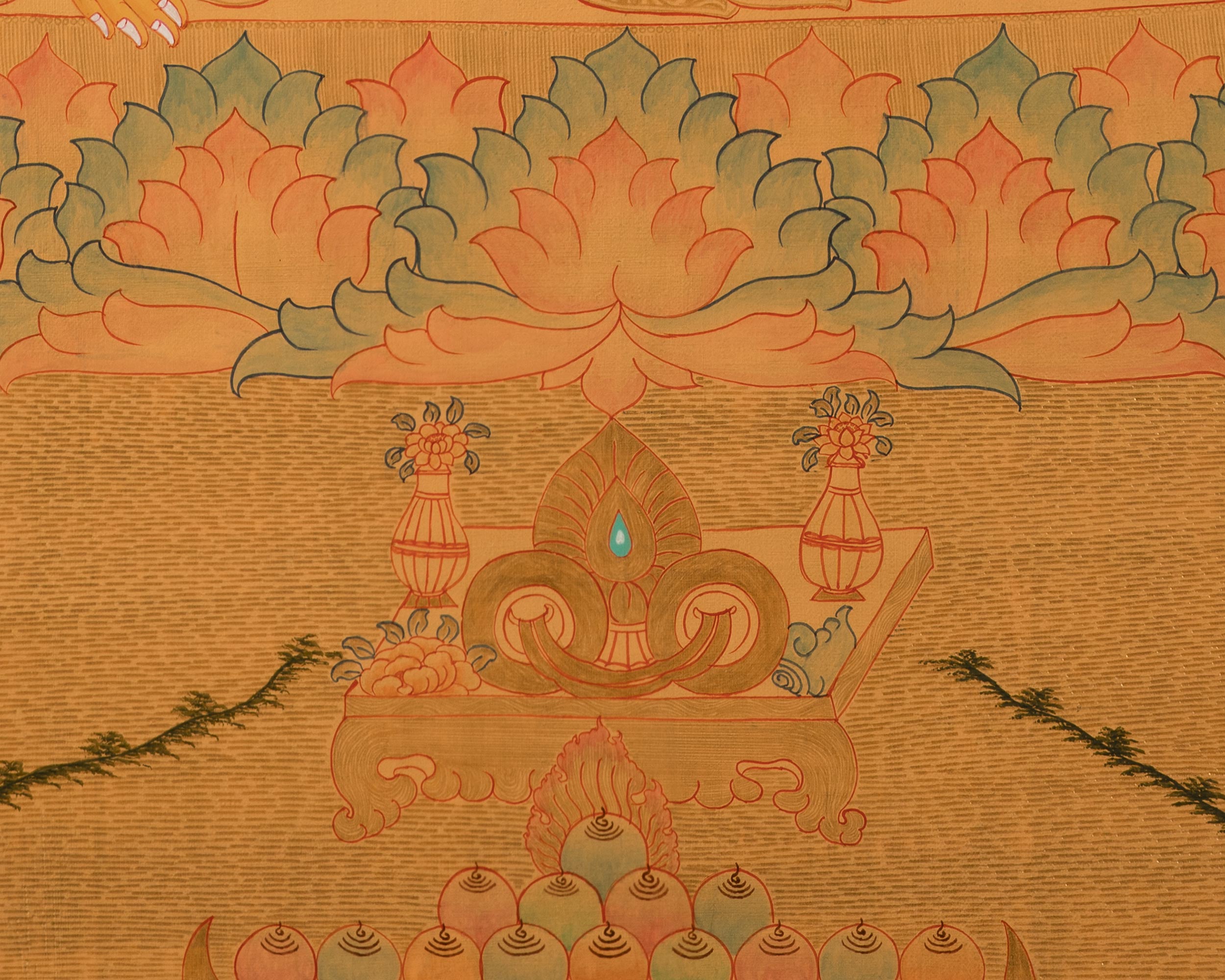 Traditional 24K Gold Style Shakyamuni Buddha Thangka | Symbol of Peace & Wisdom