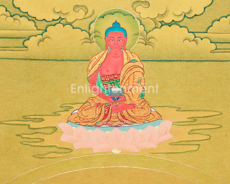 Amitayus Buddha Thangka | Buddhist Deity Amitayus With White Tara, Amitabha & Namgyalma