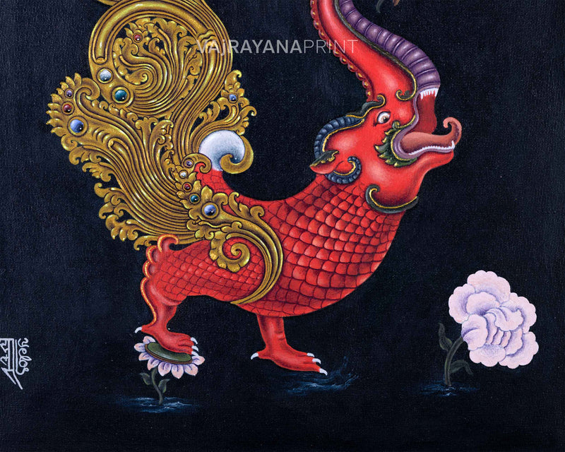 Red Hiti Manga Art Print | Rich Cultural Heritage of Nepal Portrayed In Paubha Painting Print