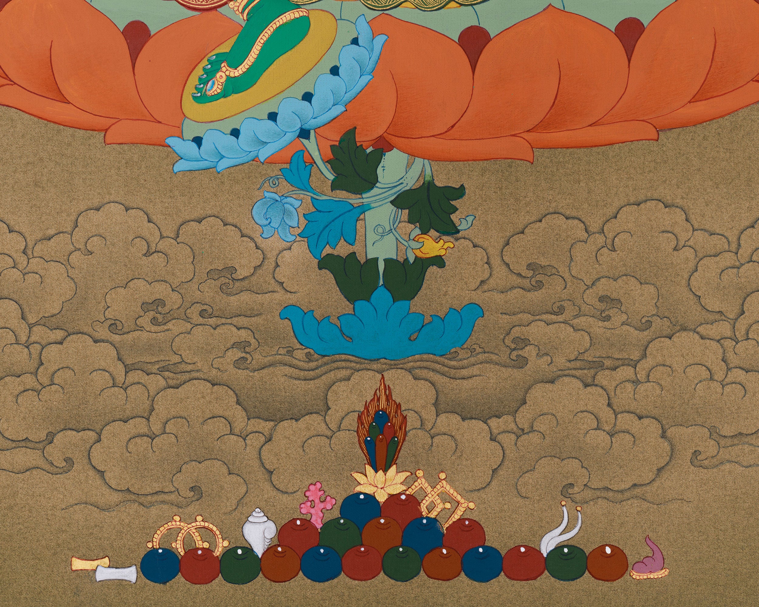 The Green Tara Goddess Painting | Divine Feminine Altar Decor