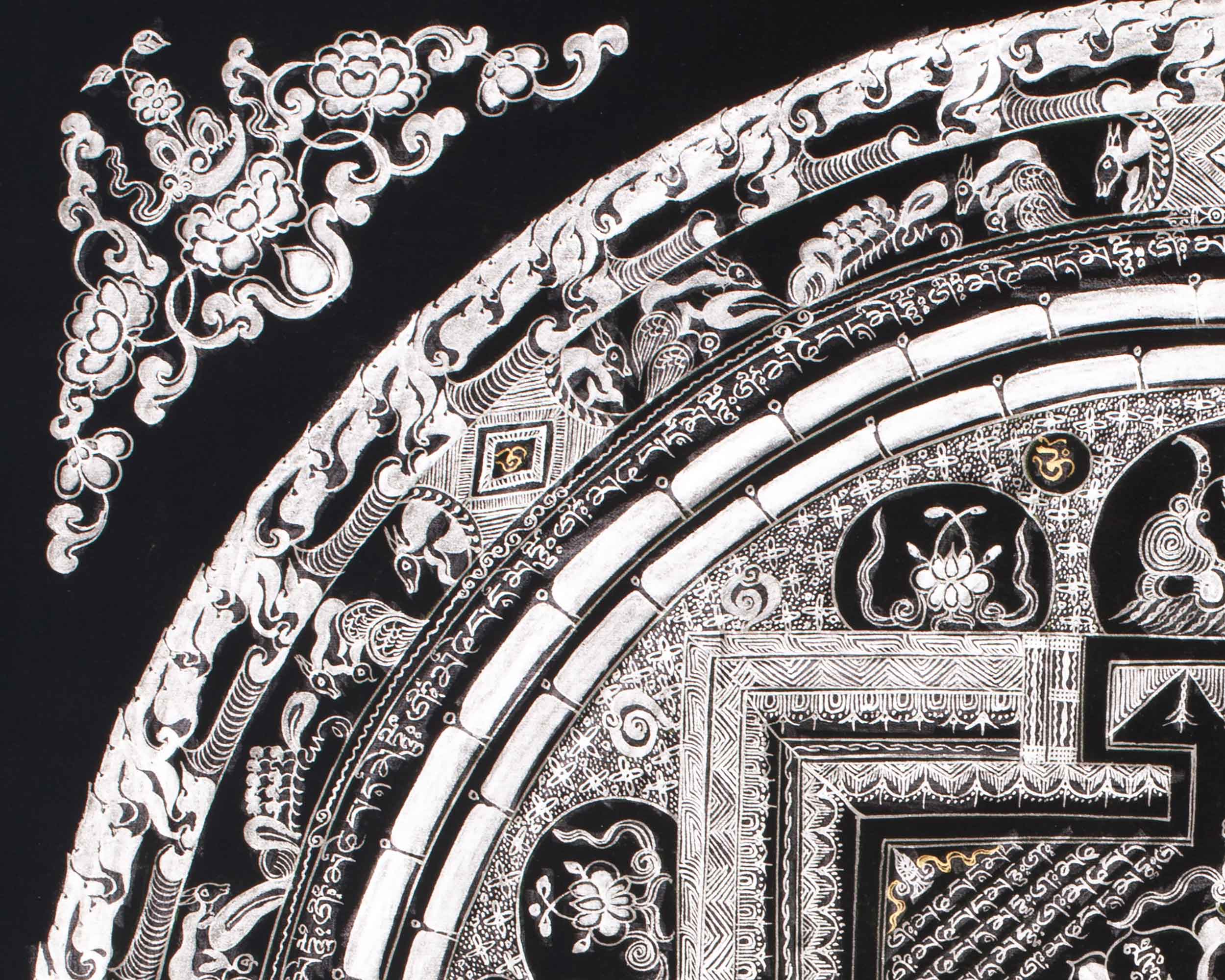 Tibetan Mantra Mandala Thangka | Pure Silver High-Quality Mandala