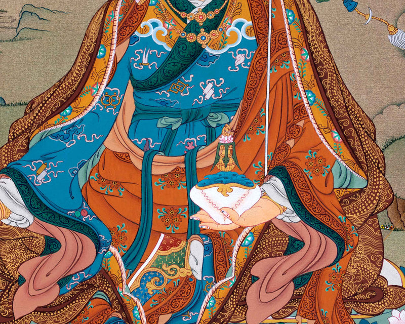 Traditional Tibetan Thangka Art For Padmasambhava Chant | Highly Revered Buddhist Master Guru Rinpoche
