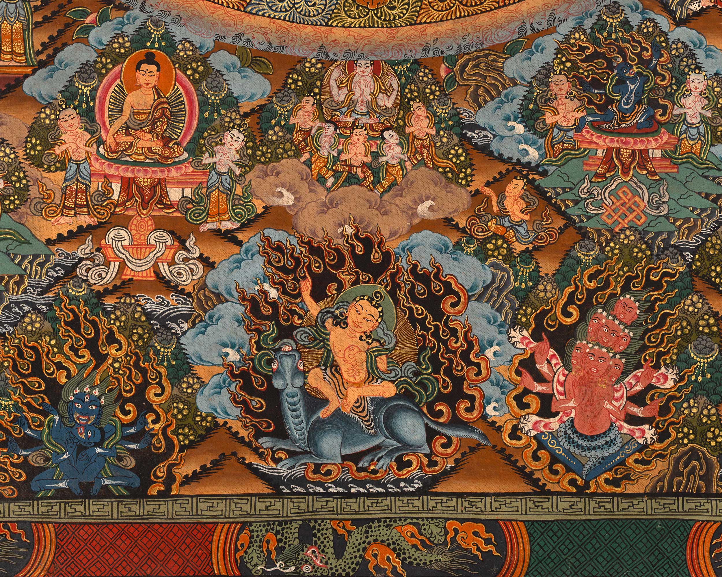 Vintage 1000-Armed Chenrezig Mandala | A Timeless Symbol of Compassion and Protection