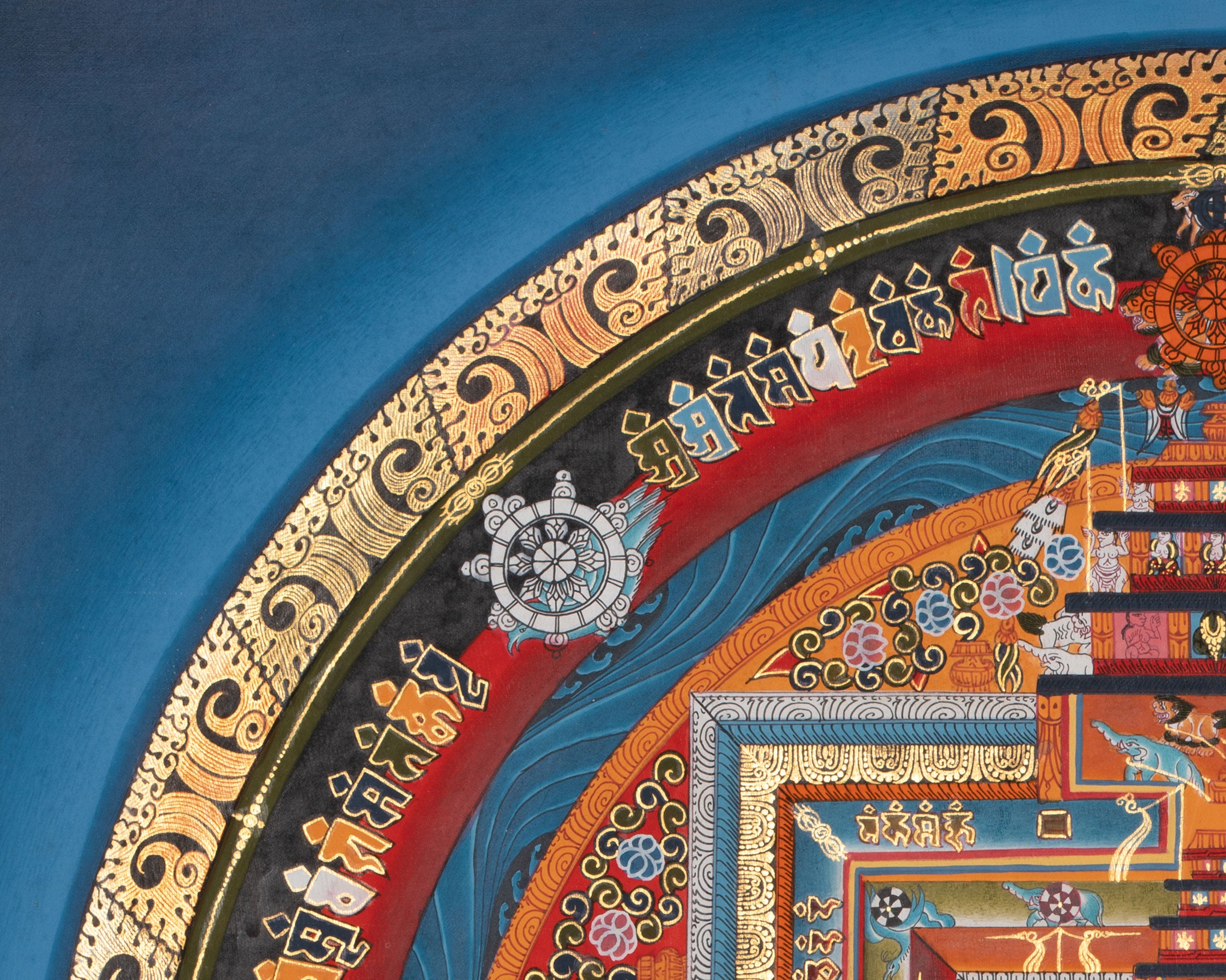 Kalachakra Mandala Thangka | Sacred Wheel of Time | Mandala with 24K Gold Detailing