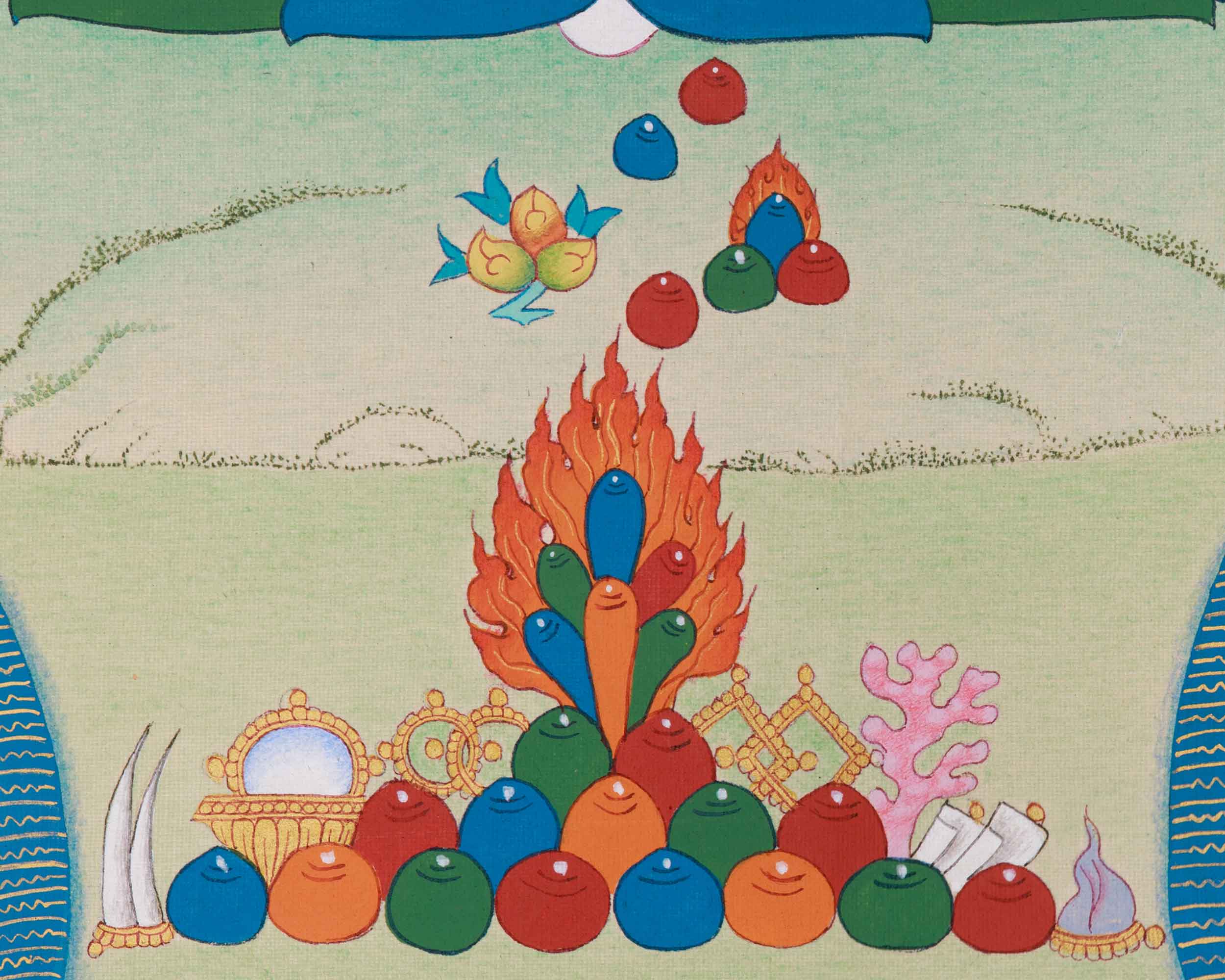 Namtoshe With Dzambhala and Vasudhara | Symbol of Wealth, Prosperity & Protection