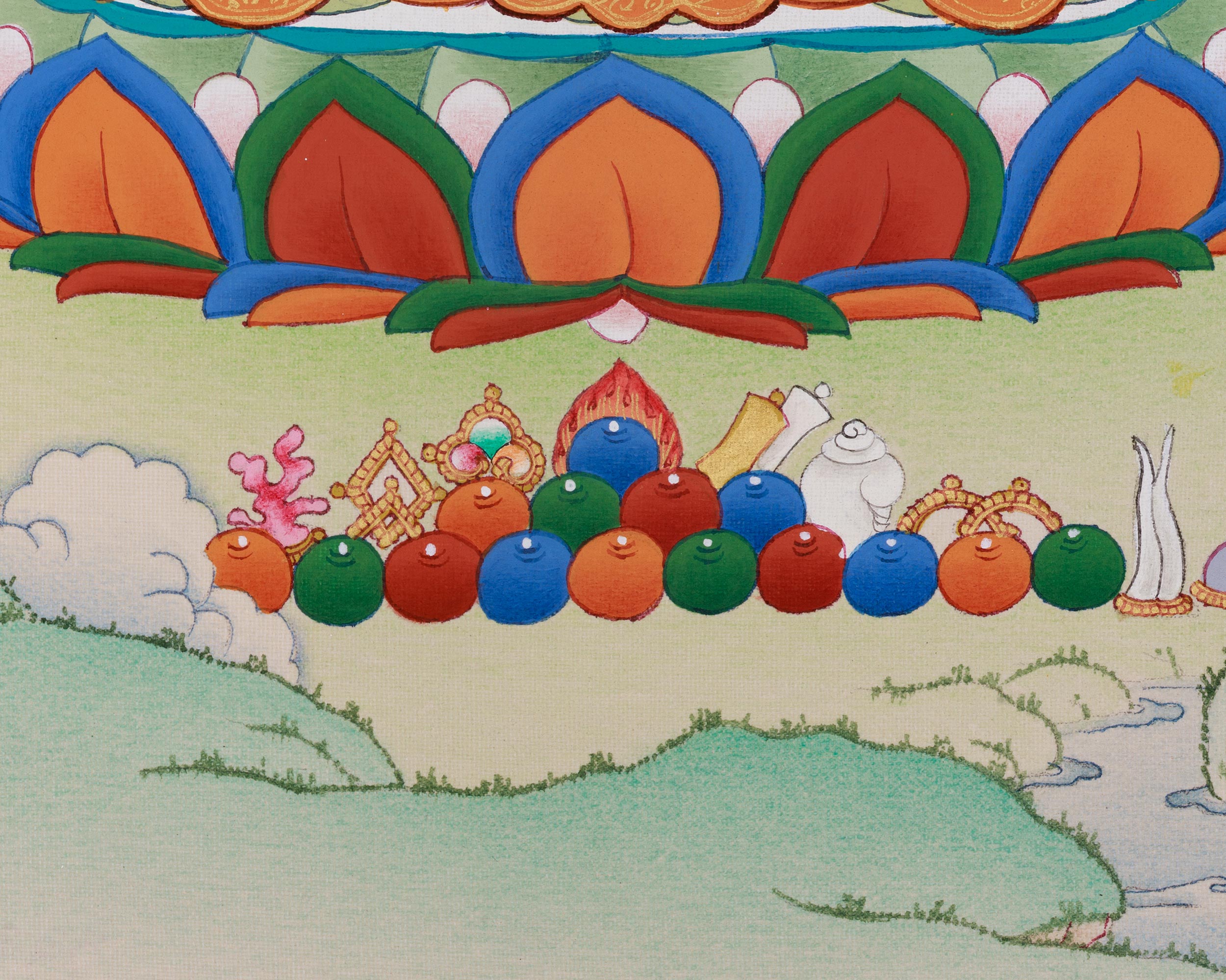 White Tara Female Buddhist Thangka | The Seven-Eyed Goddess of Protection and Longevity