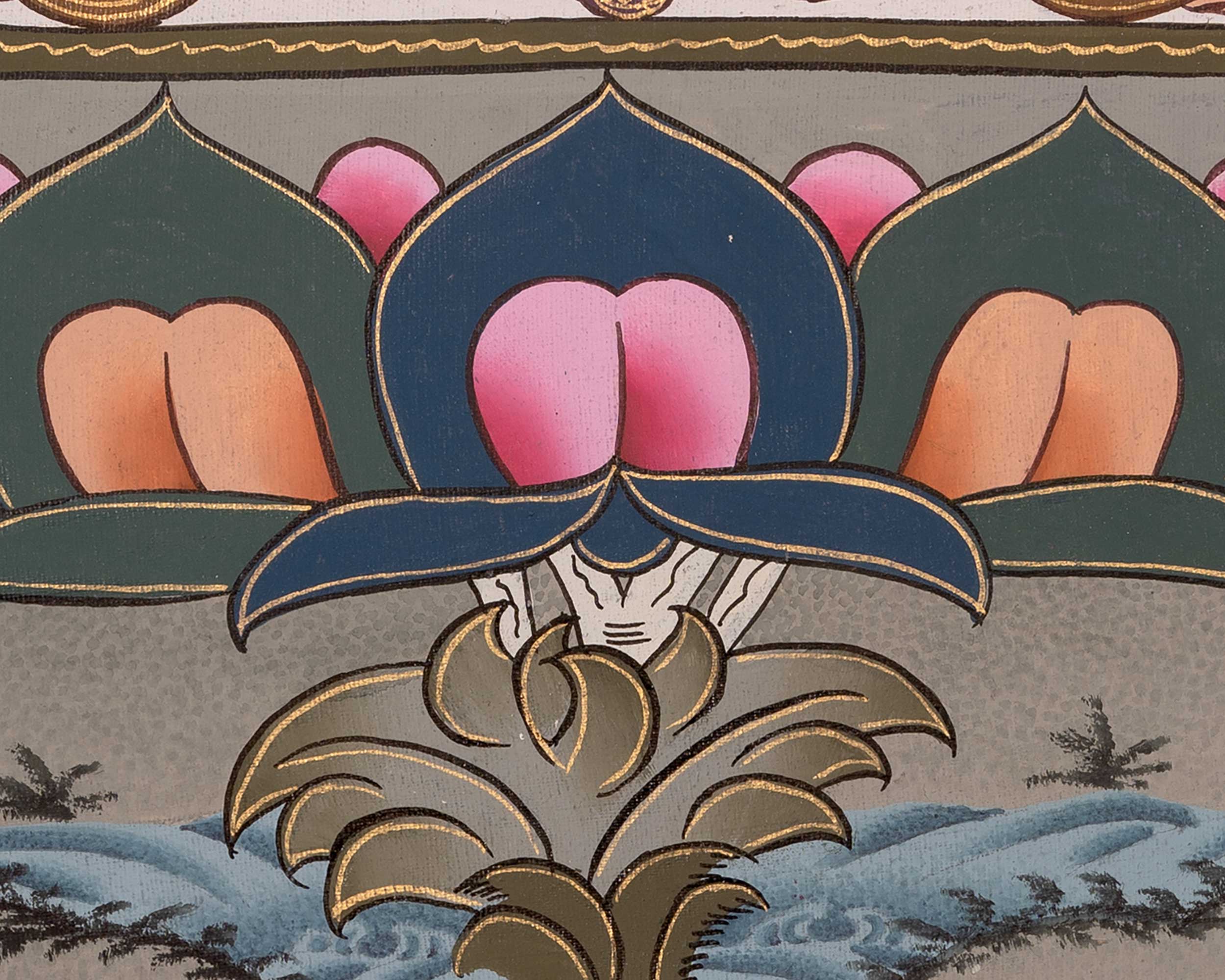 Original Hand-Painted Blue Medicine Buddha Thangka | Bhaisajyaguru Thanka Painting
