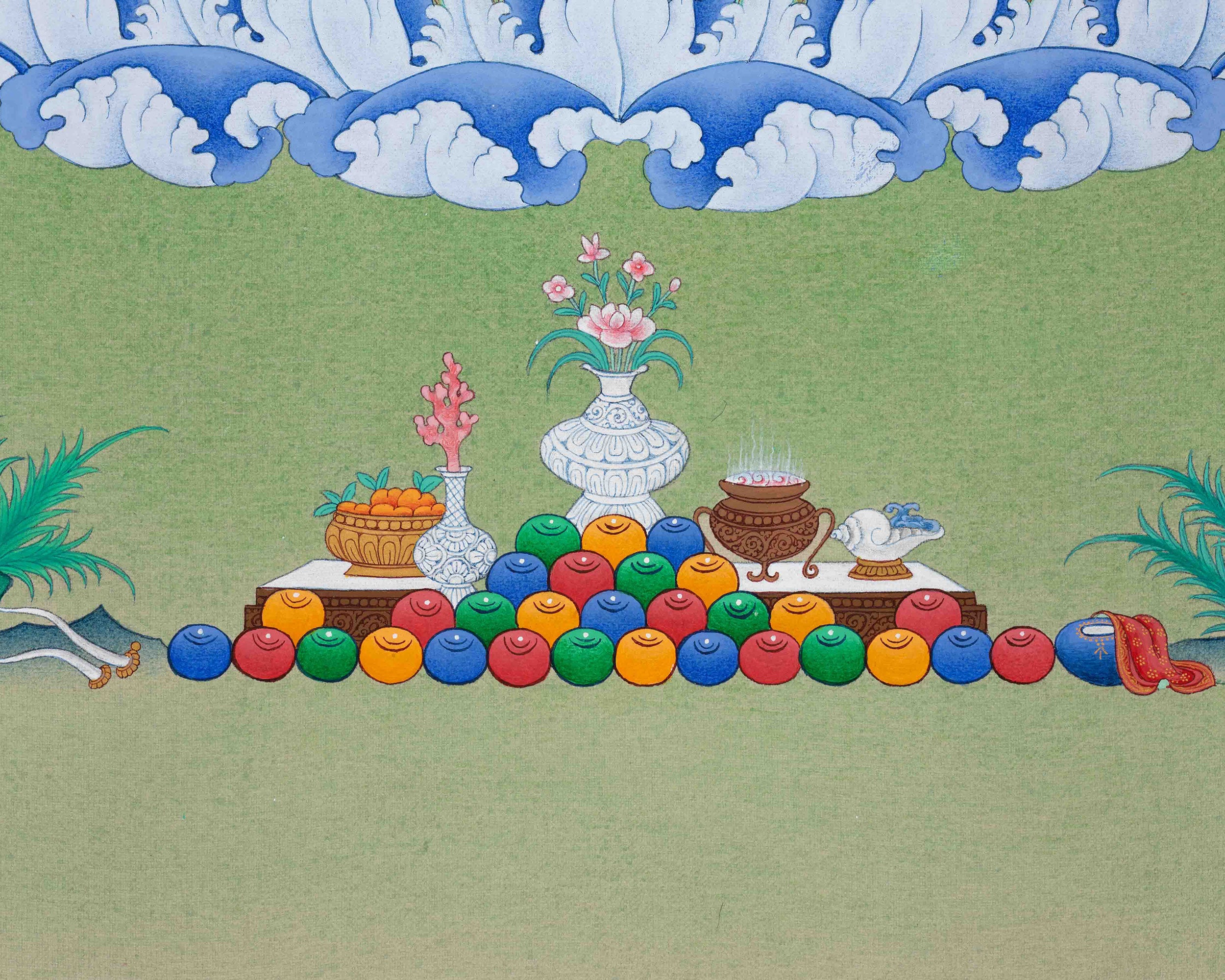 Compassionate Buddha, Chenrezig Thangka | Hand-Painted Karma Gardi Artistry