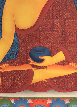 Traditional Buddha Shakyamuni Thangka Print | Peaceful Deity | Home Decor