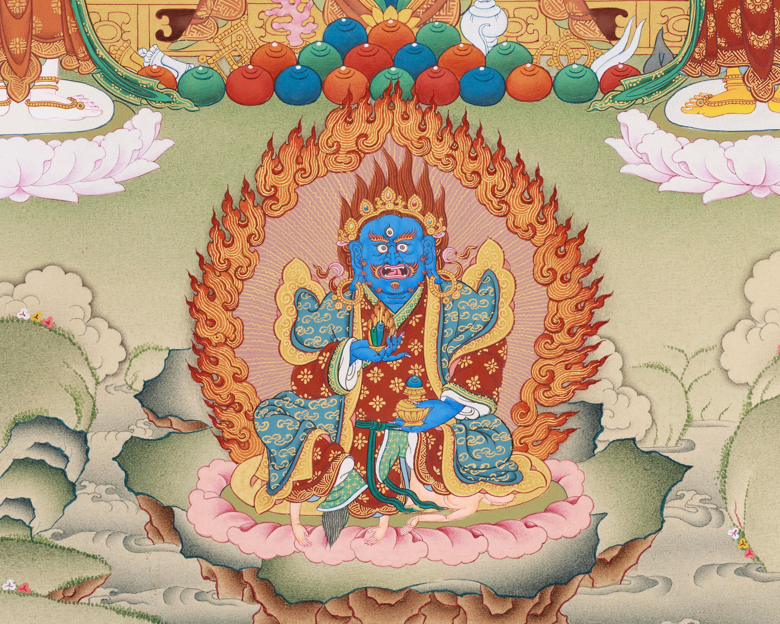 Large 20 x 30 Inch Eight Healing Buddhas Thangka | The Deities Who Bless with Health and Spiritual Power