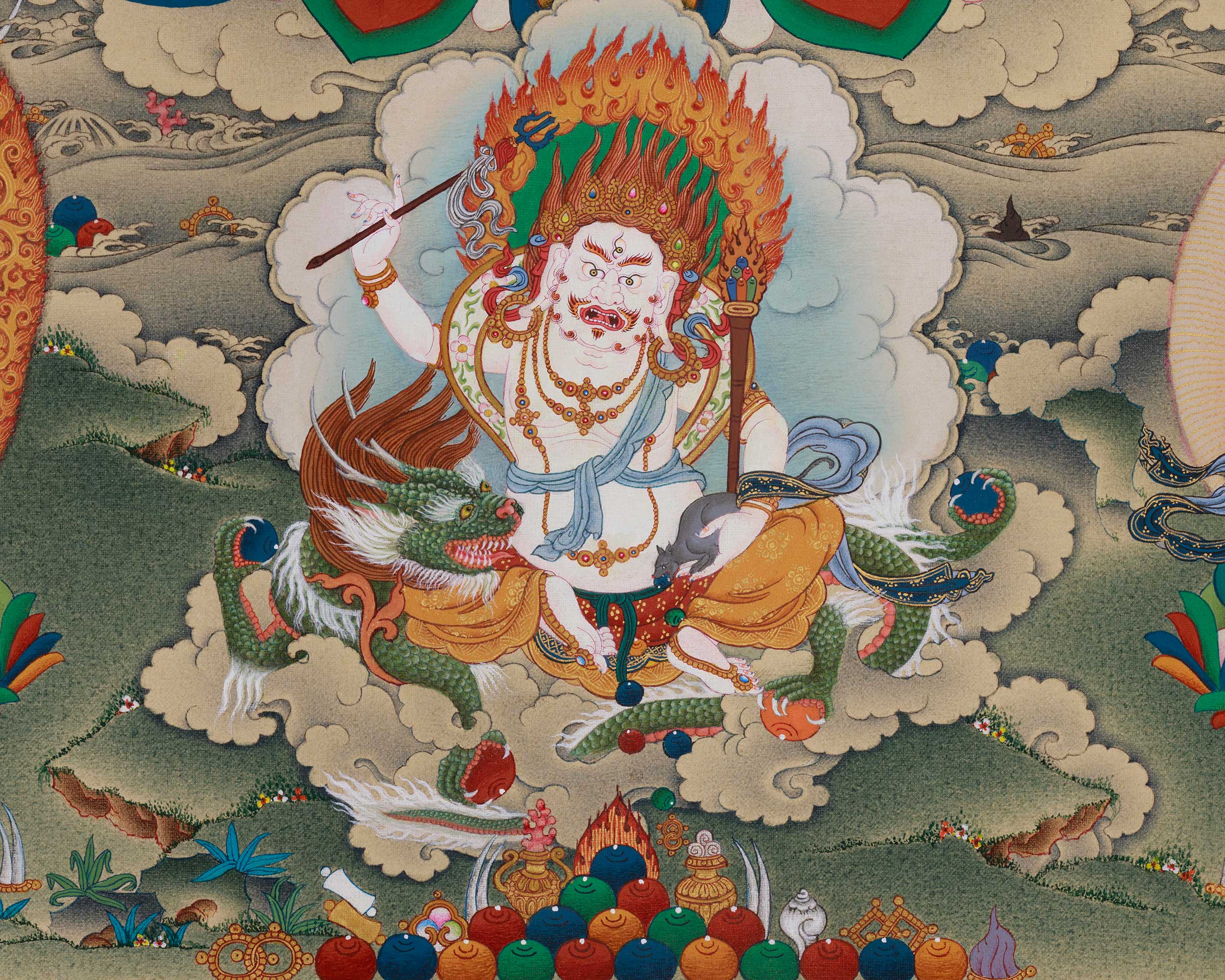 Divine Thangka of White Mahakala | Prosperity Deity