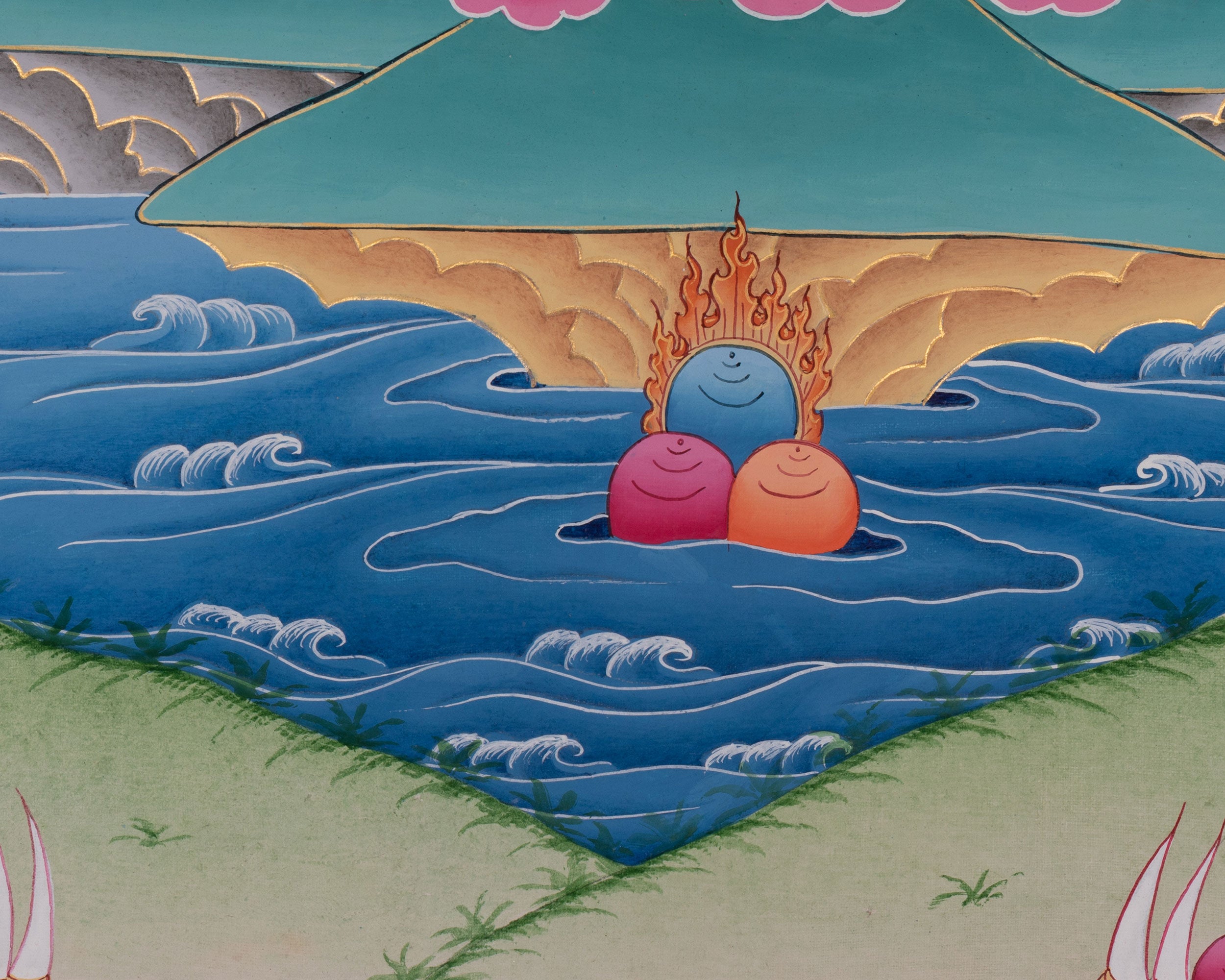 Traditional Thangka of White Dzambhala | Sacred Tibetan Wealth Deity Art