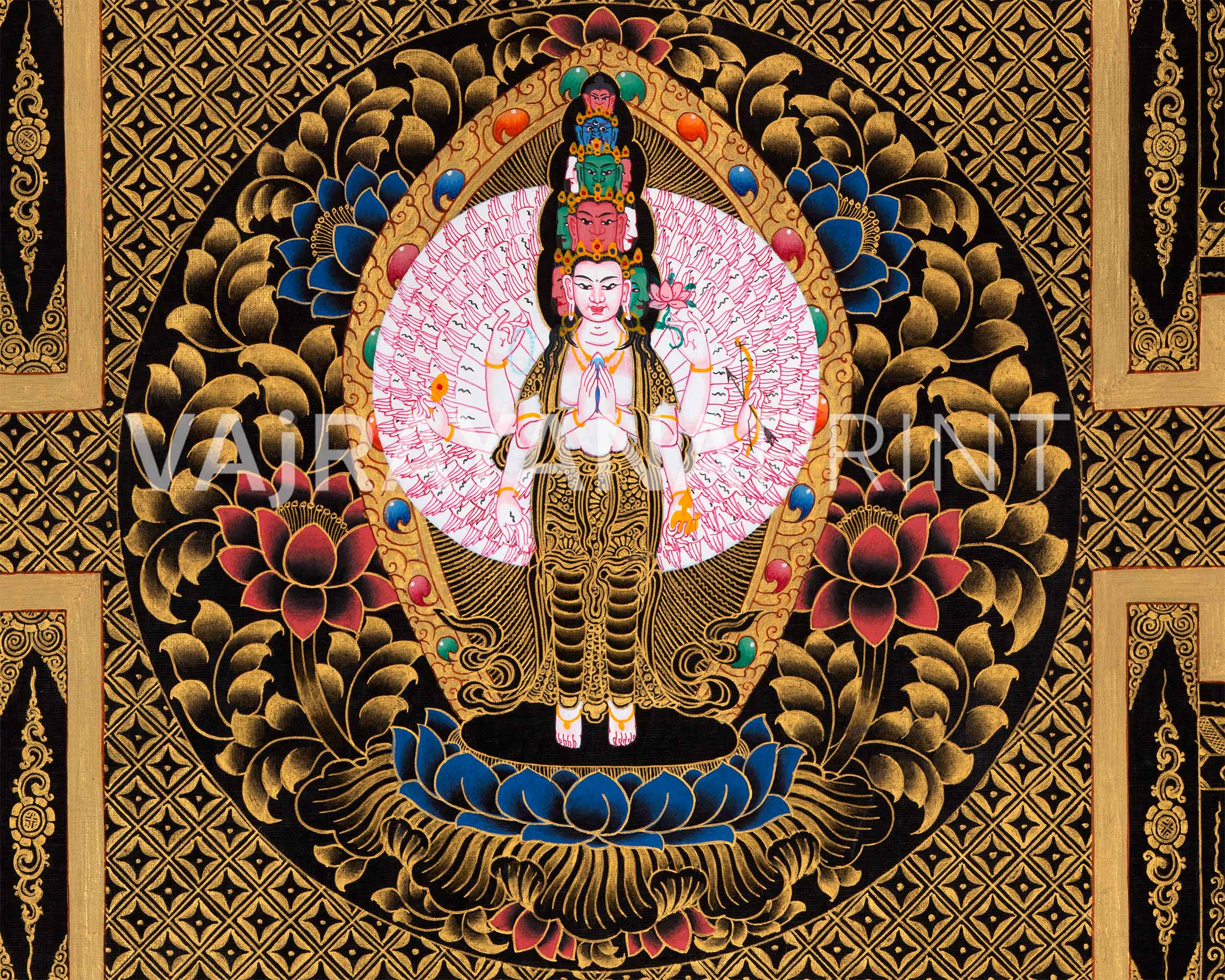 Avalokiteshvara Mandala Print For Practice Of Compassion | High Quality Giclee Print For Room Decor