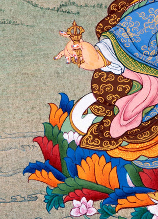 Sacred Guru Rinpoche Thangka | Handpainted Artwork For Mantra Practice | Authentic Tibetan Art